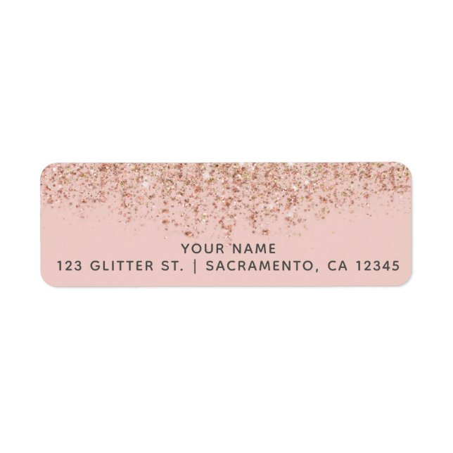 Blush Pink & Rose Gold Glitter Glam Party Label (Front)