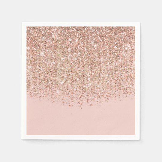Blush Pink & Rose Gold Glitter Glam Party Napkin