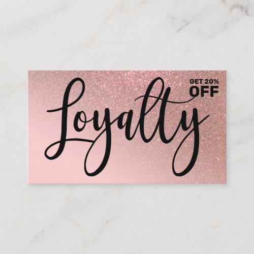Blush Pink Rose Gold Glitter Gradient Typography Loyalty Card
