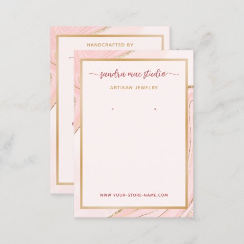 Blush Pink Rose Gold Glitter Jewelry Display Card