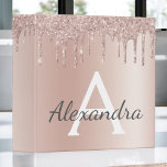 Blush Pink Rose Gold Glitter Monogram 3 Ring Binder<br><div class="desc">Rose Gold - Blush Pink Faux Sparkle Dripping Glitter Brushed Metal Monogram Name Binder. This makes the perfect sweet 16 birthday,  wedding,  bridal shower,  anniversary,  baby shower or bachelorette party gift for someone that loves glam luxury and chic styles.</div>
