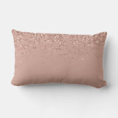 Blush Pink Rose Gold Glitter Monogram Name Lumbar Pillow (Back)