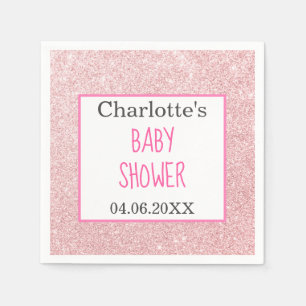 Blush Pink Rose Gold Glitter Sparkle Baby Shower Napkins