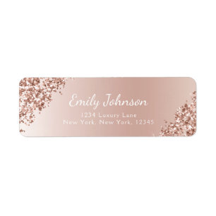 Blush Pink Rose Gold Glitter Sparkle Foil Label