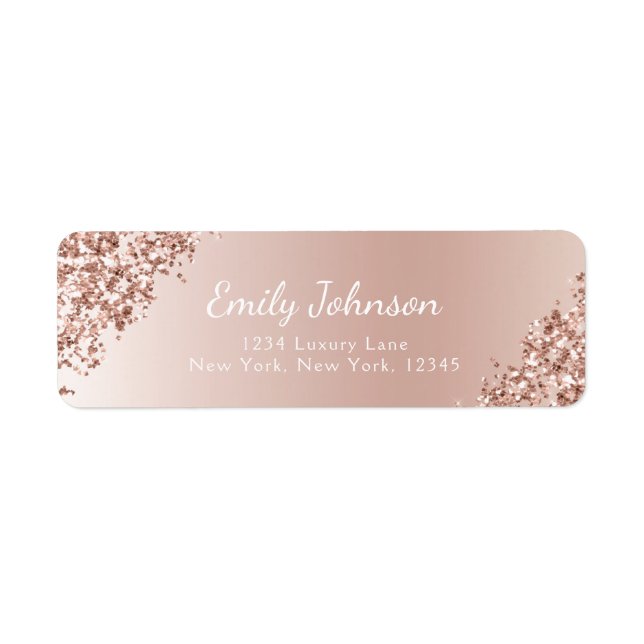 Blush Pink Rose Gold Glitter Sparkle Foil Label (Front)