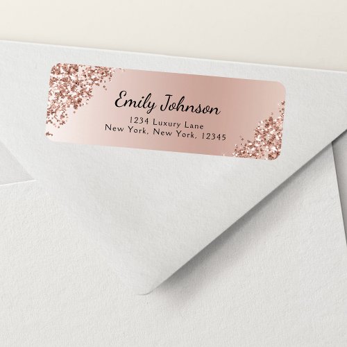 Blush Pink Rose Gold Glitter Sparkle Foil Label