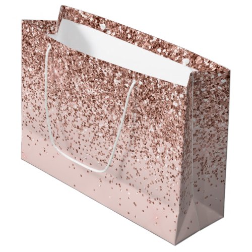 Blush Pink Rose Gold Glitter Sparkle Large Gift Bag