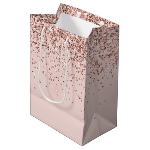 Blush Pink Rose Gold Glitter Sparkle Medium Gift Bag