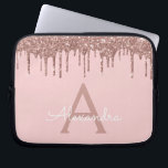 Blush Pink Rose Gold Glitter Sparkle Monogram Laptop Sleeve<br><div class="desc">Blush Pink - Rose Gold Faux Dripping Modern and Elegant Girly Glitter and Sparkle Elegant Monogram Case. This case can be customized to include your initial and first name.</div>