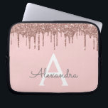 Blush Pink Rose Gold Glitter Sparkle Monogram Laptop Sleeve<br><div class="desc">Blush Pink - Rose Gold Faux Dripping Modern and Elegant Girly Glitter and Sparkle Elegant Monogram Case. This case can be customized to include your initial and first name.</div>