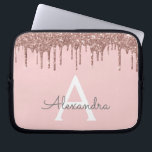 Blush Pink Rose Gold Glitter Sparkle Monogram Laptop Sleeve<br><div class="desc">Blush Pink - Rose Gold Faux Dripping Modern and Elegant Girly Glitter and Sparkle Elegant Monogram Case. This case can be customized to include your initial and first name.</div>