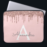 Blush Pink Rose Gold Glitter Sparkle Monogram Laptop Sleeve<br><div class="desc">Blush Pink - Rose Gold Faux Dripping Modern and Elegant Girly Glitter and Sparkle Elegant Monogram Case. This case can be customized to include your initial and first name.</div>