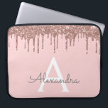 Blush Pink Rose Gold Glitter Sparkle Monogram Laptop Sleeve<br><div class="desc">Blush Pink - Rose Gold Faux Dripping Modern and Elegant Girly Glitter and Sparkle Elegant Monogram Case. This case can be customized to include your initial and first name.</div>