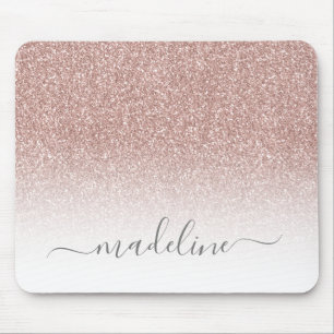 Blush Pink Rose Gold Glitter Sparkle Mouse Pad