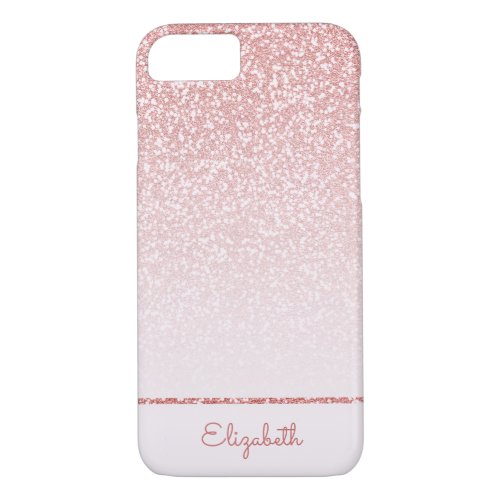 Blush Pink Rose Gold Glitter Stripe Personalized iPhone 87 Case