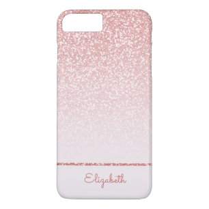 Blush Pink Rose Gold Glitter Stripe Personalized iPhone 8 Plus/7 Plus Case