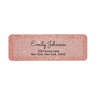 Blush Pink Rose Gold Glitter Wedding Label