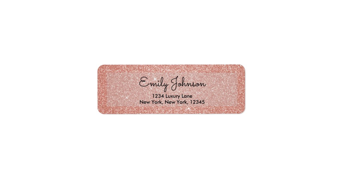 Blush Pink Rose Gold Glitter Wedding Label | Zazzle