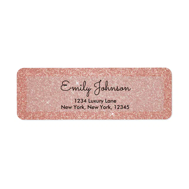 Blush Pink Rose Gold Glitter Wedding Label Zazzle