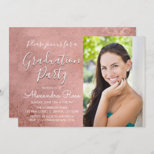 Blush Pink - Rose Gold Graduation Party - Photo Invitation