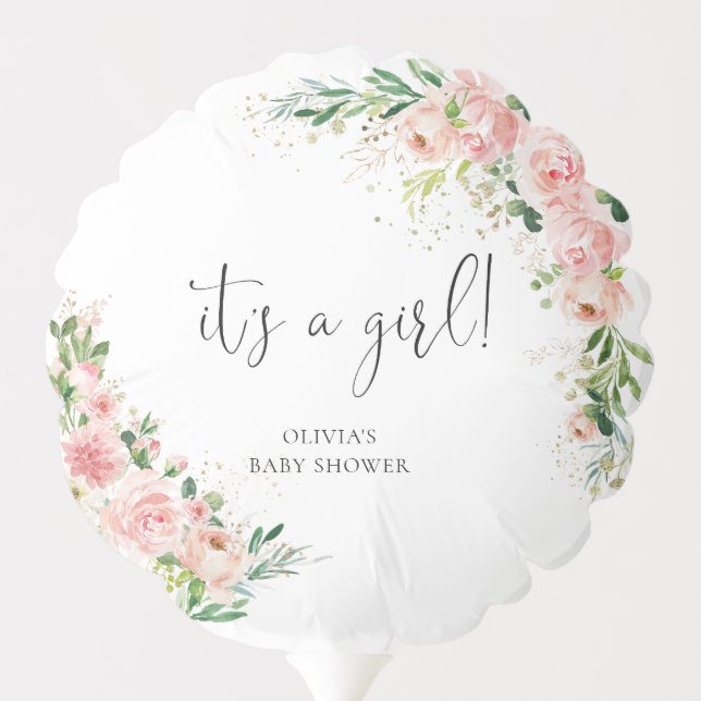 Blush Pink Rose Gold It's A Girl Balloon (Back)