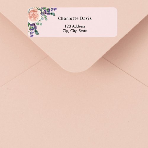 Blush pink rose gold lavender return address  label