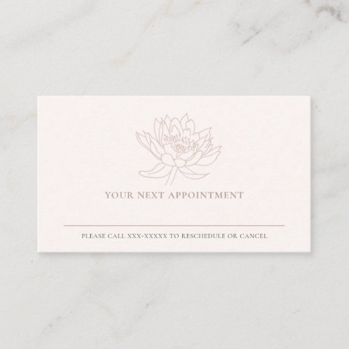 BLUSH PINK ROSE GOLD LOTUS FLORAL APPOINTMENT BUSINESS CARD