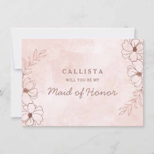 Blush Pink  Rose Gold Maid of Honor Proposal Card