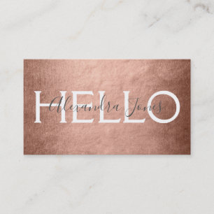 Blush Pink & Rose Gold Metal Foil Hello Business Card