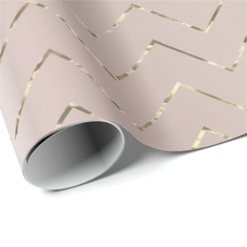 Blush Pink Rose Gold Metallic Foxier VIP Chevron Wrapping Paper