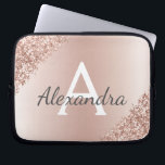 Blush Pink Rose Gold Metallic Glitter Monogram Laptop Sleeve<br><div class="desc">Blush Pink Rose Gold Metallic Glitter and Sparkle Modern and Elegant Monogram Case. This case can be customized to include your initial and first name and makes a great girly Christmas or Sweet 16 Birthday gift.</div>