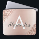 Blush Pink Rose Gold Metallic Glitter Monogram Laptop Sleeve<br><div class="desc">Blush Pink Rose Gold Metallic Glitter and Sparkle Modern and Elegant Monogram Case. This case can be customized to include your initial and first name and makes a great girly Christmas or Sweet 16 Birthday gift.</div>