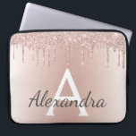 Blush Pink Rose Gold Metallic Glitter Monogram Laptop Sleeve<br><div class="desc">Blush Pink Rose Gold Metallic Dripping Glitter and Sparkle Modern and Elegant Monogram Case. This case can be customized to include your initial and first name and makes a great girly Christmas or Sweet 16 Birthday gift.</div>