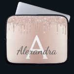 Blush Pink Rose Gold Metallic Glitter Monogram Laptop Sleeve<br><div class="desc">Blush Pink Rose Gold Metallic Dripping Glitter and Sparkle Modern and Elegant Monogram Case. This case can be customized to include your initial and first name and makes a great girly Christmas or Sweet 16 Birthday gift.</div>