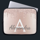 Blush Pink Rose Gold Metallic Glitter Monogram Laptop Sleeve<br><div class="desc">Blush Pink Rose Gold Metallic Dripping Glitter and Sparkle Modern and Elegant Monogram Case. This case can be customized to include your initial and first name and makes a great girly Christmas or Sweet 16 Birthday gift.</div>