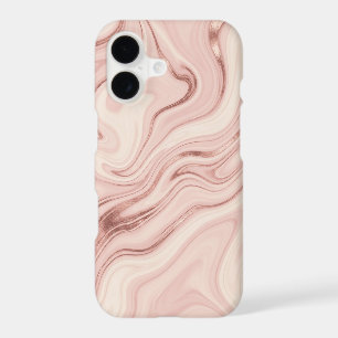 Blush Pink Rose Gold Metallic Liquid Marble iPhone 17 Case