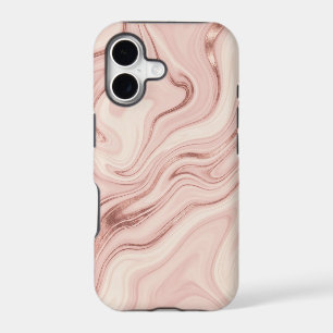 Blush Pink Rose Gold Metallic Liquid Marble iPhone 17 Case