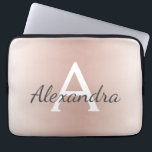 Blush Pink Rose Gold Metallic Ombre Monogram Laptop Sleeve<br><div class="desc">Blush Pink Rose Gold Metallic Modern and Elegant Monogram Case. This case can be customized to include your initial and first name and makes a great girly Christmas or Sweet 16 Birthday gift.</div>