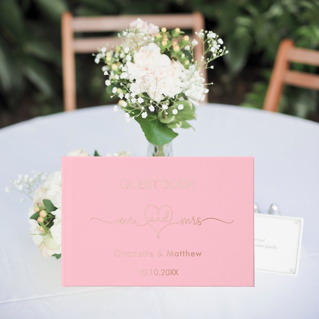 Blush pink rose gold mr mrs wedding  foil guest book  (Creator Uploaded)