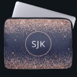 Blush Pink Rose Gold Navy Blue Glitter Monogram Laptop Sleeve<br><div class="desc">Blush Pink - Rose Gold and Navy Blue Faux Glitter and Sparkle Elegant Monogrammed Initials Case. This case can be customized to include your initial and first name.</div>