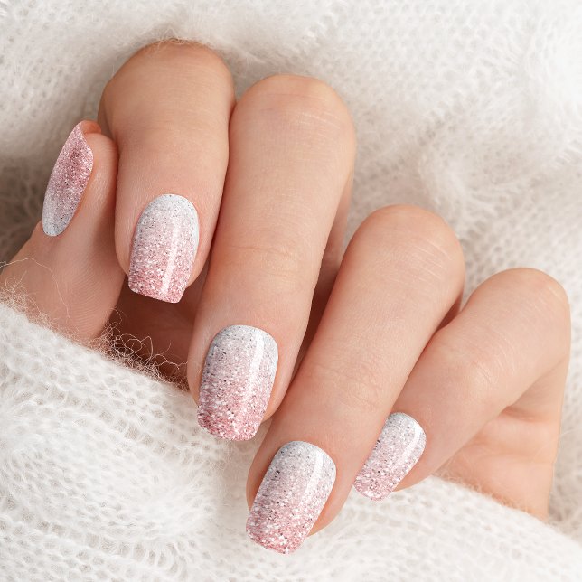 Blush Pink Rose Gold Ombre Glitter Minx Nail Wraps (Creator Uploaded)