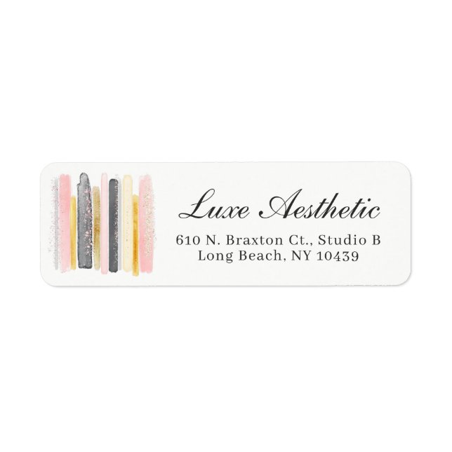 Blush Pink & Rose Gold Paint Chic Return Address Label (Front)