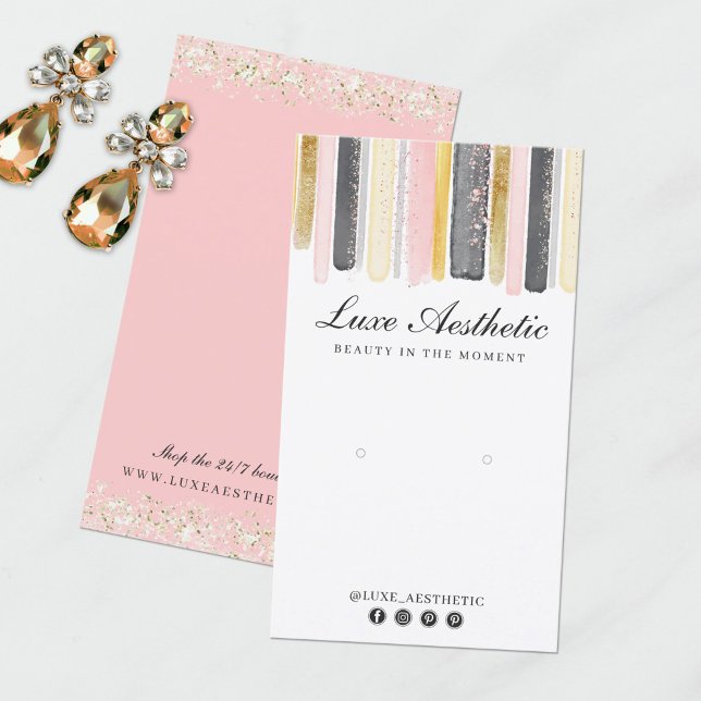 Blush Pink Rose Gold Paint Earring Jewelry Display Business Card (Creator Uploaded)