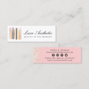 Blush Pink & Rose Gold Paint Strokes Social Media Mini Business Card