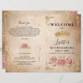 DIY Rose Gold Quinceanera Scroll Invitations | Zazzle