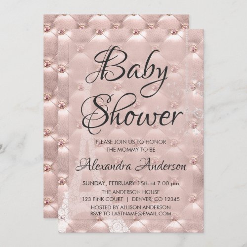 Blush Pink _ Rose Gold Paris Baby Shower Invitation
