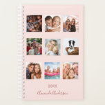 Blush pink rose gold photo collage planner<br><div class="desc">Make your own unique family photo collage as a gift for your mom, wife or yourself. Use four, 9 of your favorite photos of your family, friends, dream travel destination or pet! Personalize and add a name and a year. The name is written with a modern hand lettered style script....</div>