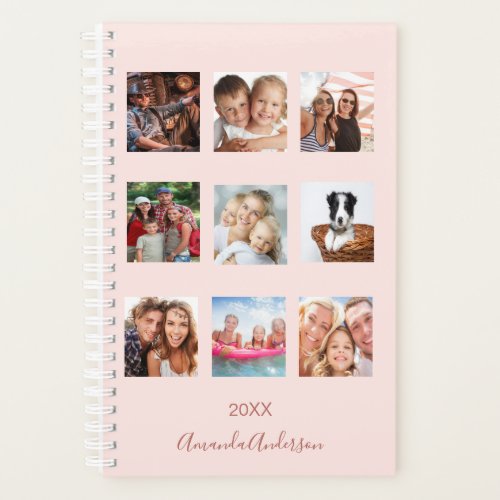 Blush pink rose gold photo collage planner