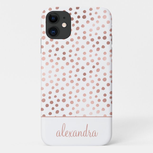 Blush Pink - Rose Gold Polka Dot Pattern Monogram Case-Mate iPhone Case (Back)