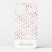 Blush Pink - Rose Gold Polka Dot Pattern Monogram